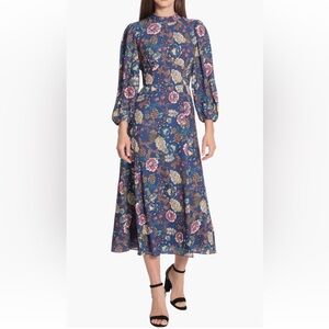 Floral Blue Midi Dress